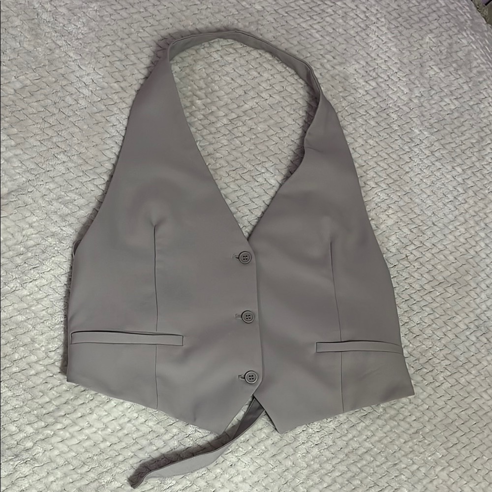 Gray button-up vest